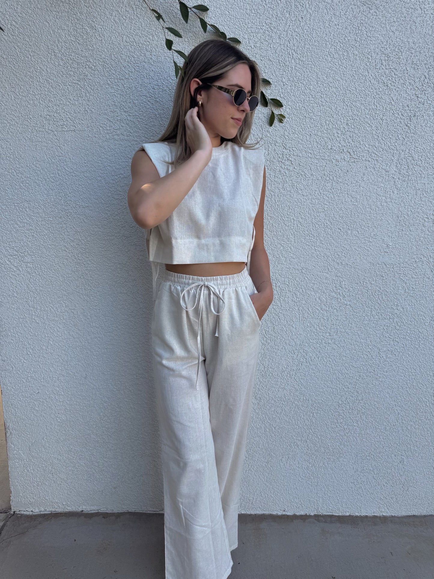 The Santorini Two Piece Linen Set